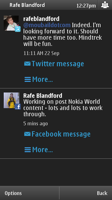 Screenshot from Nokia Social walk through